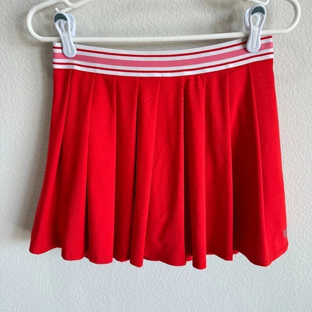 EleVen by Venus Williams Red Speedy High Waist Pleated Tennis Skirt - Picture 2 of 7